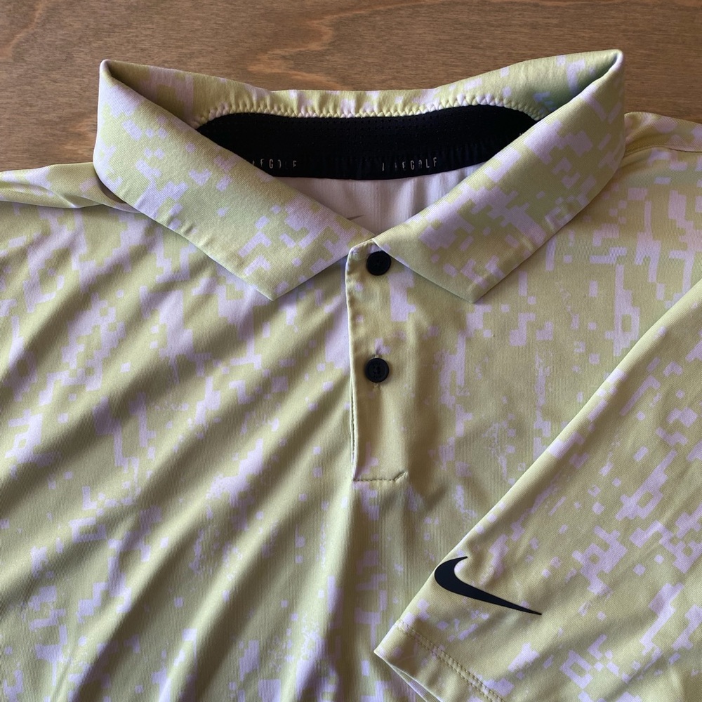 Nike Lime and White Digital Pattern Polo
